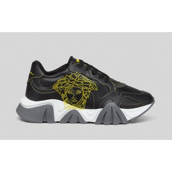 Versace Squalo Trainers Black Medusa Print