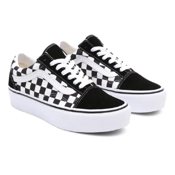 Vans Old Skool Negras Plataforma Cuadros - Imagen 3