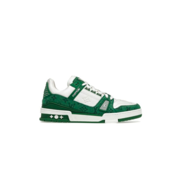 Louis Vuitton Trainer – Green Monogram Denim White